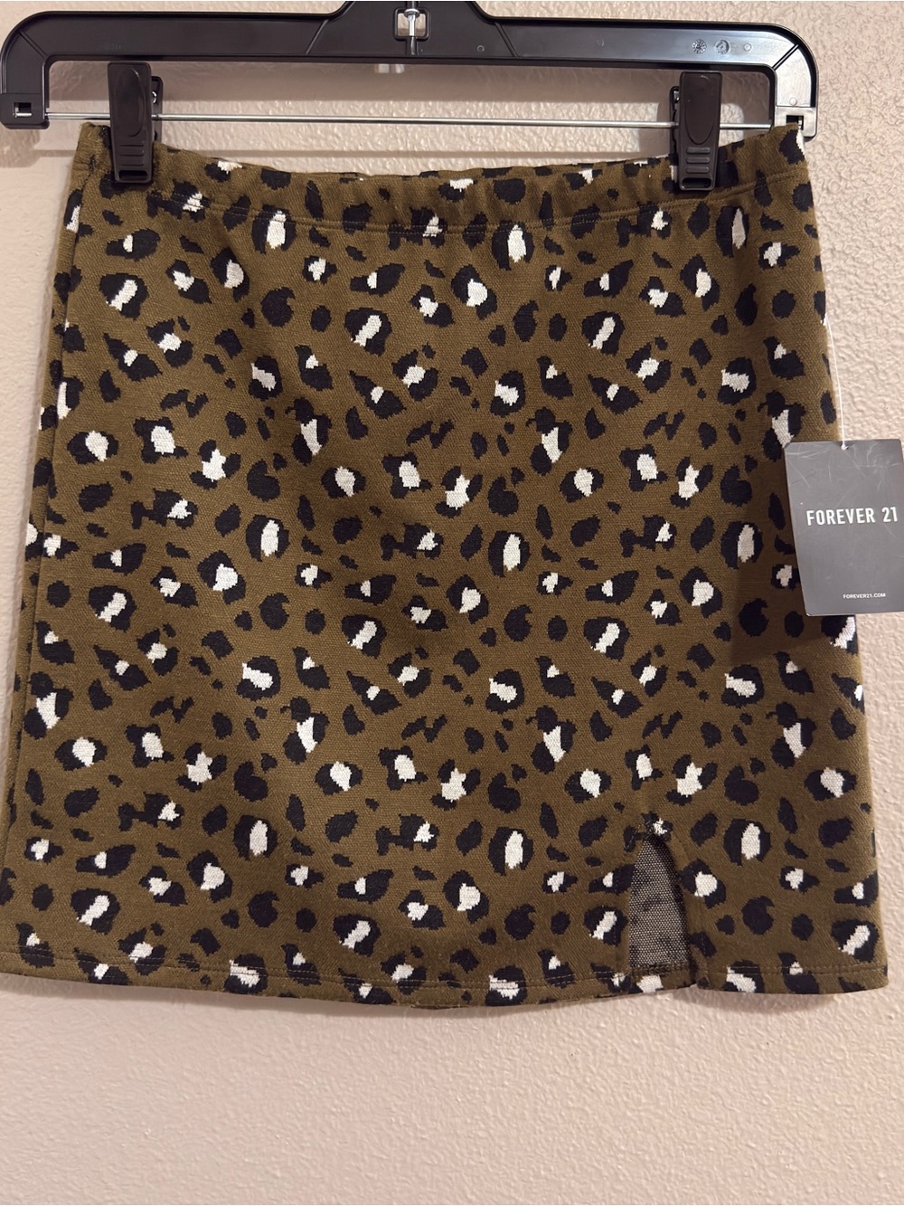 Forever 21 Olive Green Leopard Mini Skirt